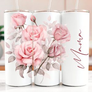 Personalisierte Thermosflasche - Rose mit Name