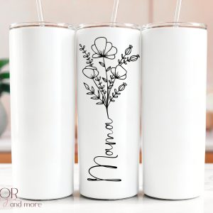 Personalisierte Thermosflasche - Blumen mit Name